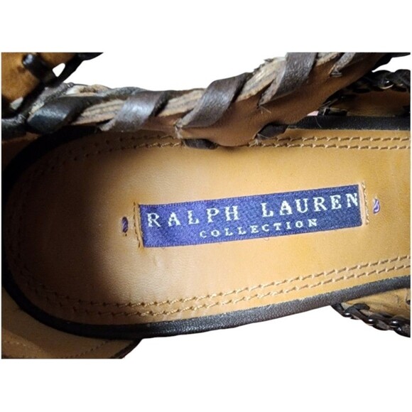Ralph Lauren Collection Sandals in Blanket Stitched Leather and Calf Hair EU 38B - Picture 8 of 10